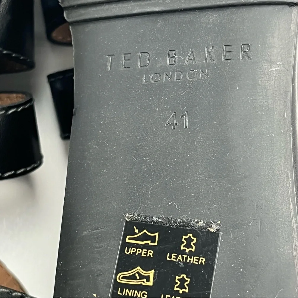 Ted Baker‎ Ffayeta Black Leather Sandal Platform Wedge Womens Size US 10.5 NEW